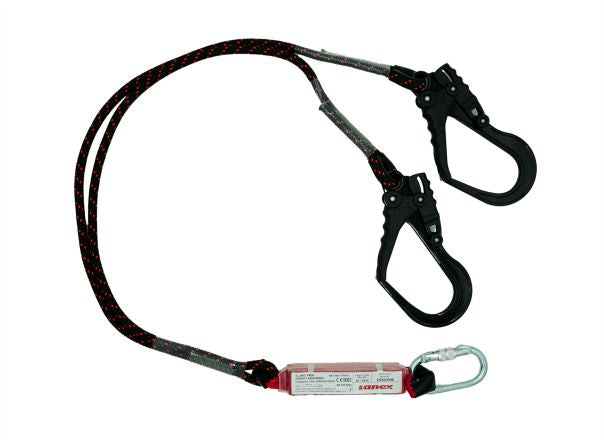 Tlmič padu s dvomi lanami a karabínami AZ 029